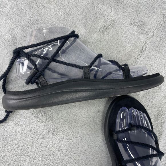 Teva Sandals Twisted Rope Wrap Around Ankle Women Size 8 Black Rare - Picture 4 of 9